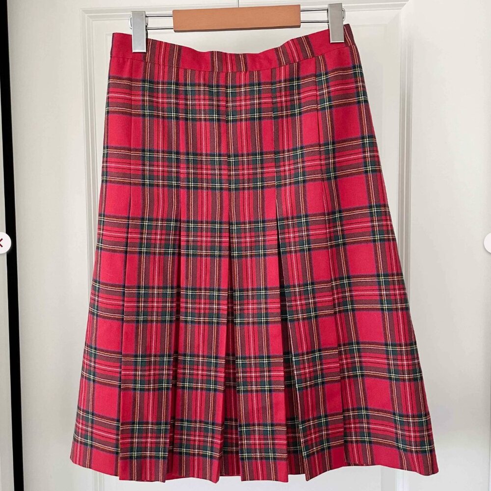 100% Wool Pleated Plaid Skirt (28''-30'')